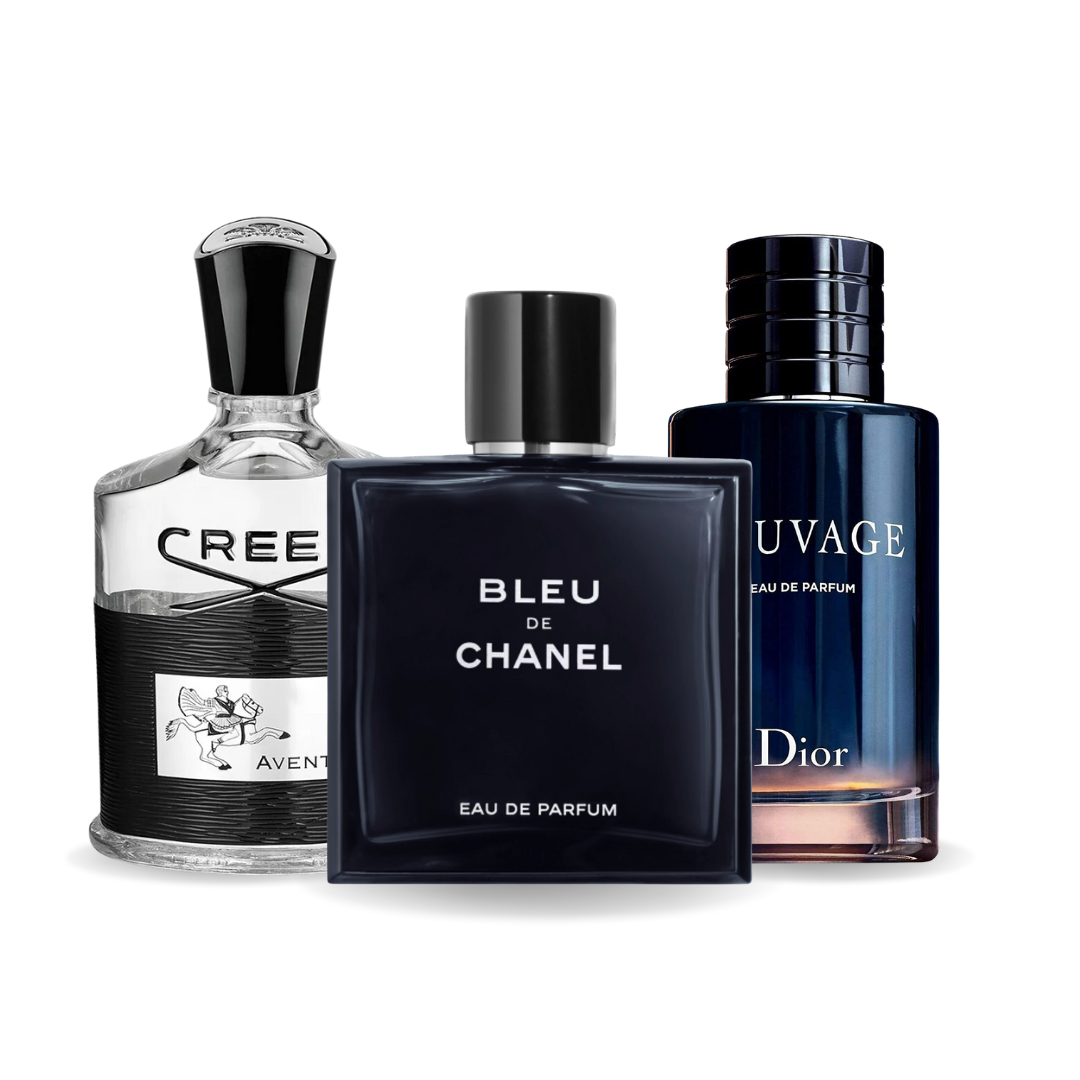 Combo de 3 perfumes Creed AVENTUS, BLEU DE CHANEL, Dior SAUVAGE 100ml